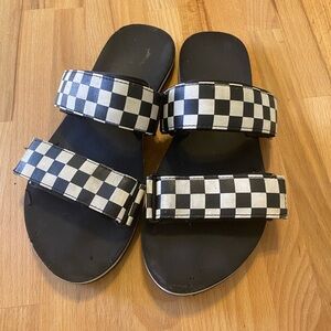 Vans Black and White Checkered Sandals off the wall 9 women’s